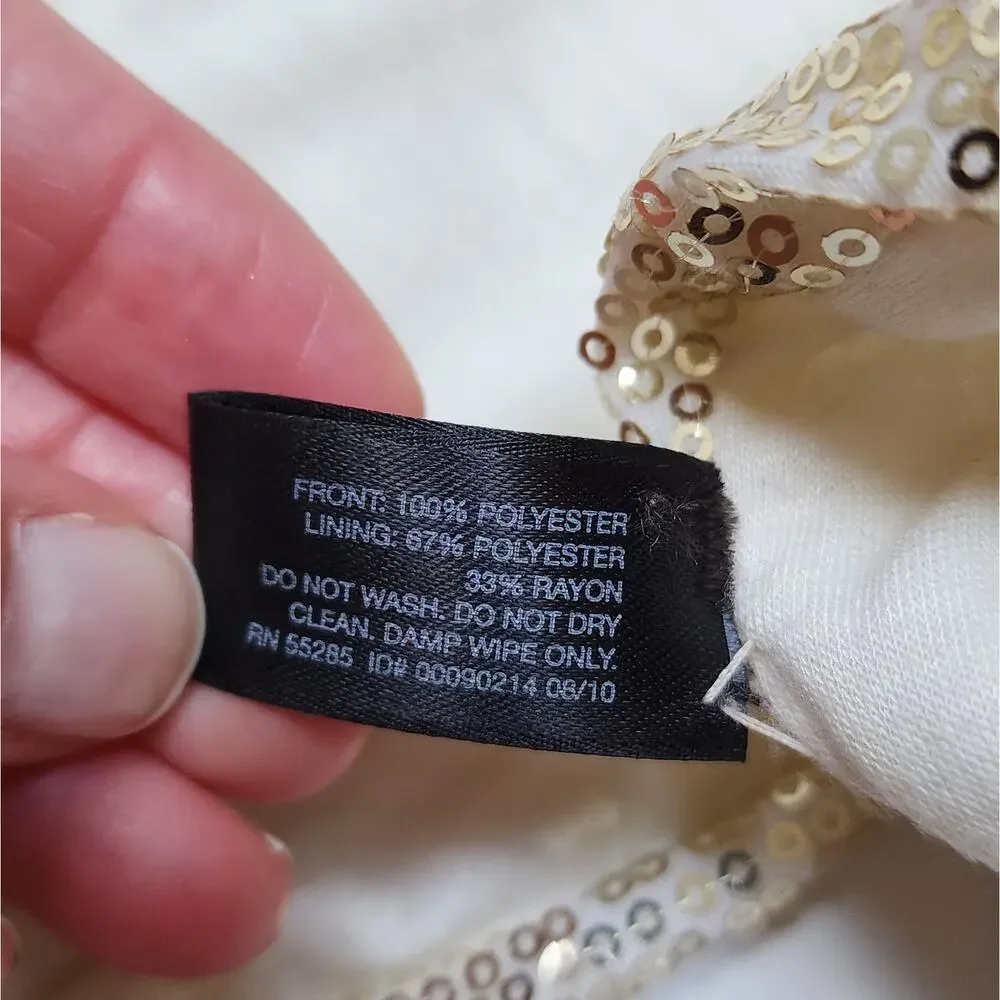 Express Women's Metallic Gold & Cream Sequin Infinity Neck Scarf  One Size
